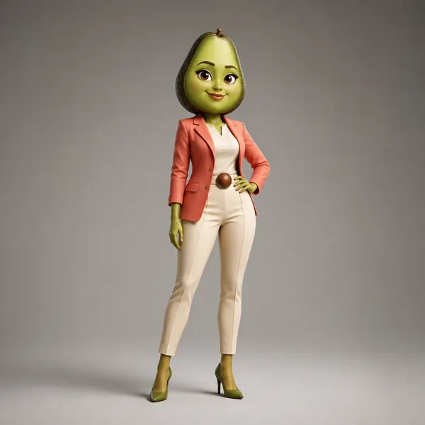 Kreative 3D-Illustration einer Avocado-Figur aus der Charakterbibliothek